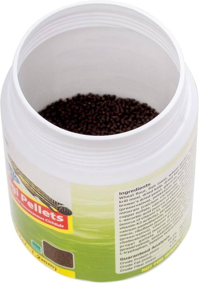 Ocean Nutrition Fish Food Cichlid Pellets, High Protein (40%) Soft Moist Sinking Pellets for Omnivorous Predatory Fish - Enhances Color & Growth, 7 oz (200g), Small Pellet