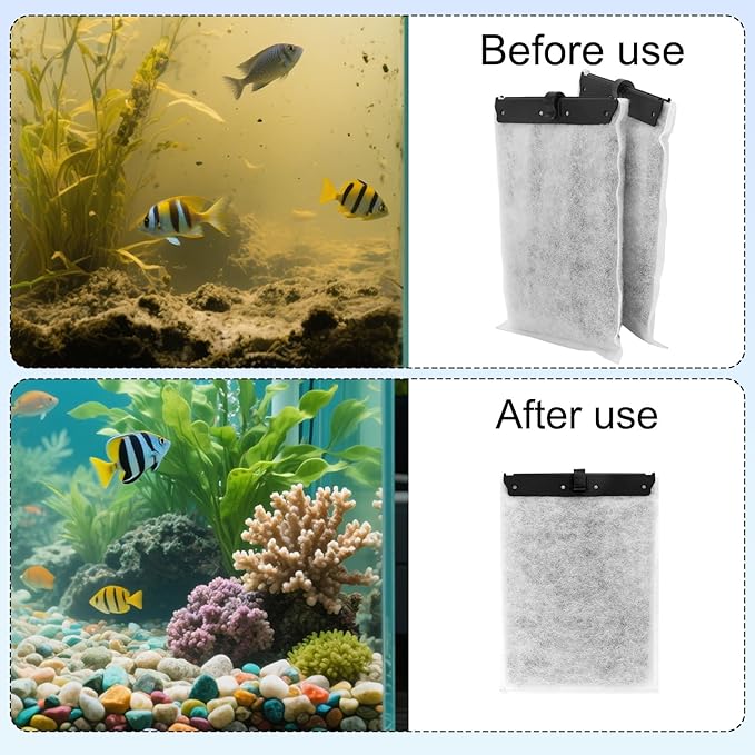 Penitue 6pcs Large Filter Cartridges Compatible with Whisper Bio-Bag Filters, Aquarium Tank Fish Filter Replacements Supplies Stuff for Whisper Filters 20i/40i IQ20/30 PF20/30/40/60 & Reptofilter
