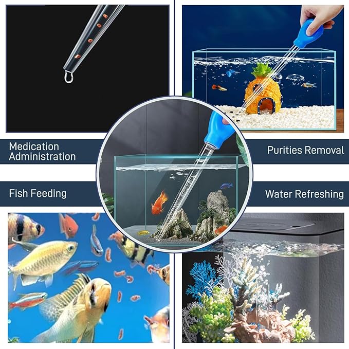 Aquarium Feeder Pipette with Dual Scale & Safe Rubber Tip, Multi-Function Fish Tank Siphon for Cleaning, Feeding and Water Changing - 11.42 Inch