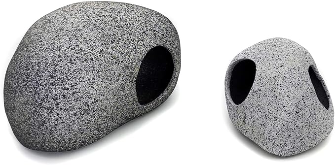 JIH Aquarium Decorations Rock, Ceramic Shelters - Shrimp Habitat, Breeding Tube, Hiding cave, Stackable Fish Tank Decor Cave for Hiding, Betta Fish (J603+J001)