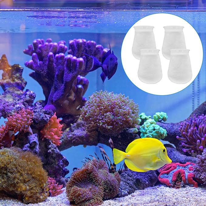 6Pcs 4 Inch Ring Filter Socks 200 Micron, Aquarium Felt Socks, Aquarium Filter Bags for Freshwater Saltwater Aquariums Fish Tank, Sump Filter Socks, Use in Ponds Overflows, 4 Inch Ring by 7 Inch Long