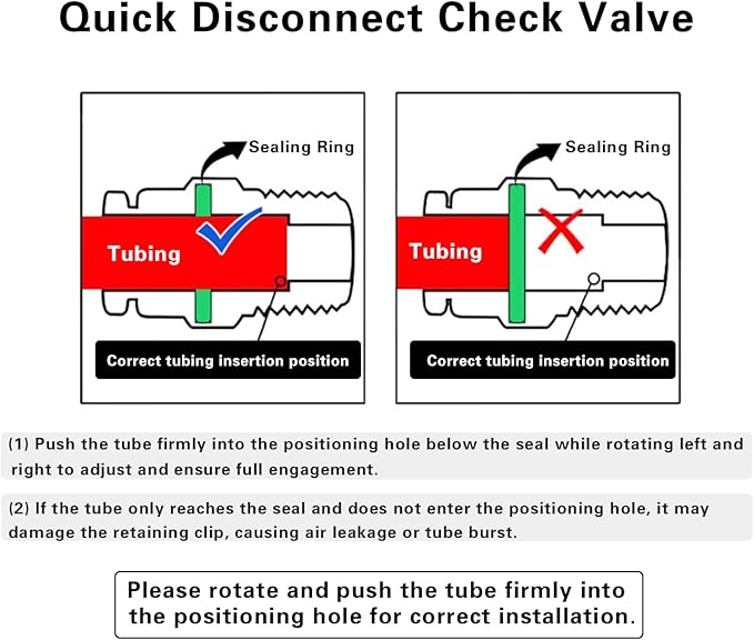 Aquarium Check Valves 1 Way Non-Return Valves Spare Parts Kit for CO2 System & Air Pump