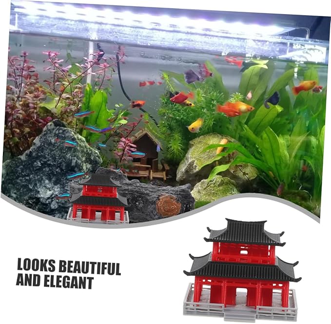 POPETPOP Miniature Chinese Pavilion Model for Aquarium and Landscape Decoration Unique Ancient Architecture Design Delicate Craftsmanship for Bonsai and Sand Table Layouts