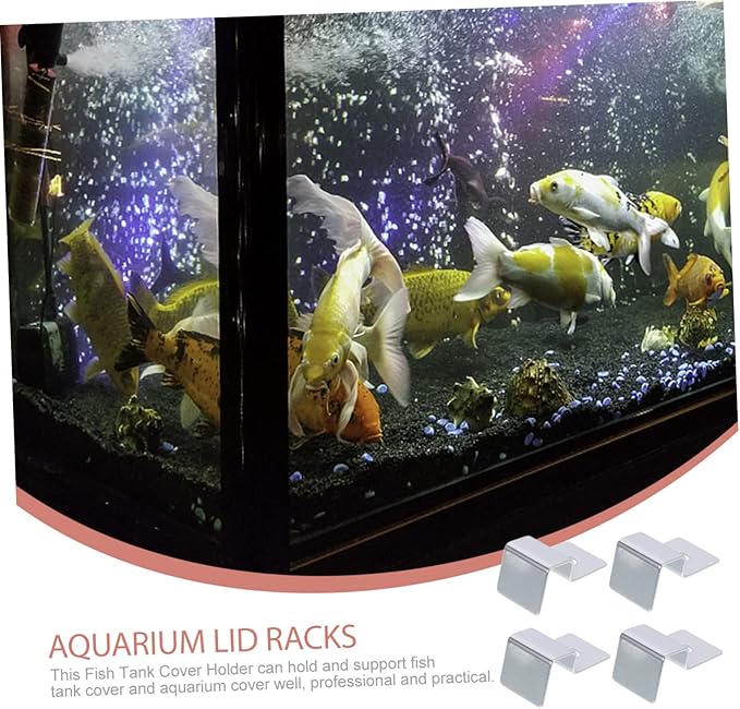 4pcs Support Frame Fish Tank Bracket Fish Tank Lid Holder Support Aquariums Glass Cover Clip Fish Tanks Fish Tank Glass Cover Clip Glass Holder Stainless Steel Equipment Frameless