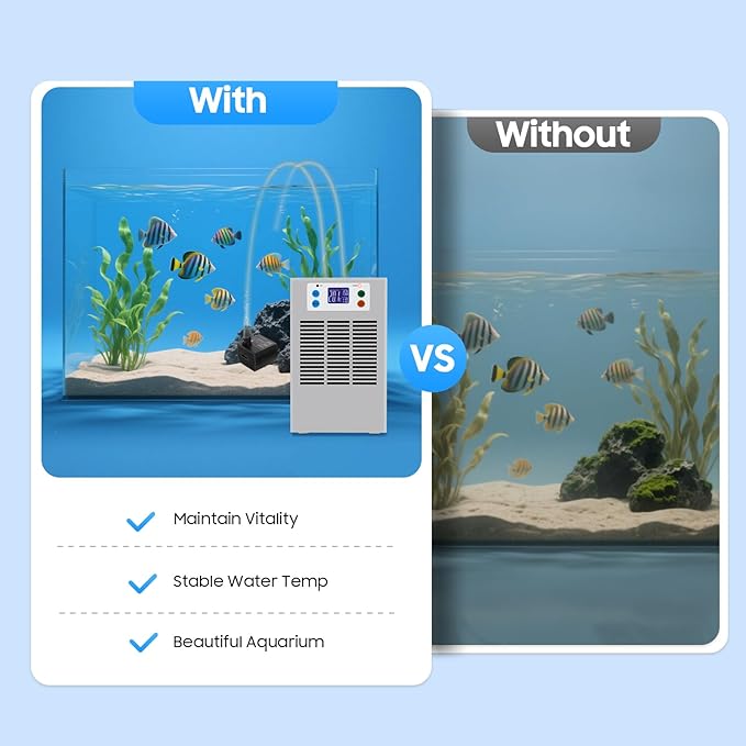 Aquarium Chiller 8Gal, Small Water Chiller for Aquarium 100W Fish Tank Chiller with Intelligent Controller, Aquarium Cooler for Axolotl Shrimp Coral Reef Tank Jellyfish
