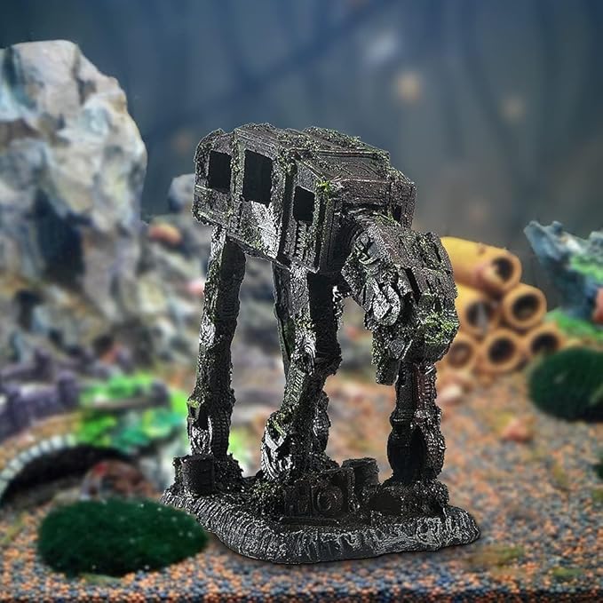 Saim Fish Tank Decorations Aquarium Accessories, Robot Dog Aquarium Decorations Cool Walking Land Tank Aquarium Ornament, Betta Goldfish Hideouts Cave Backgrounds
