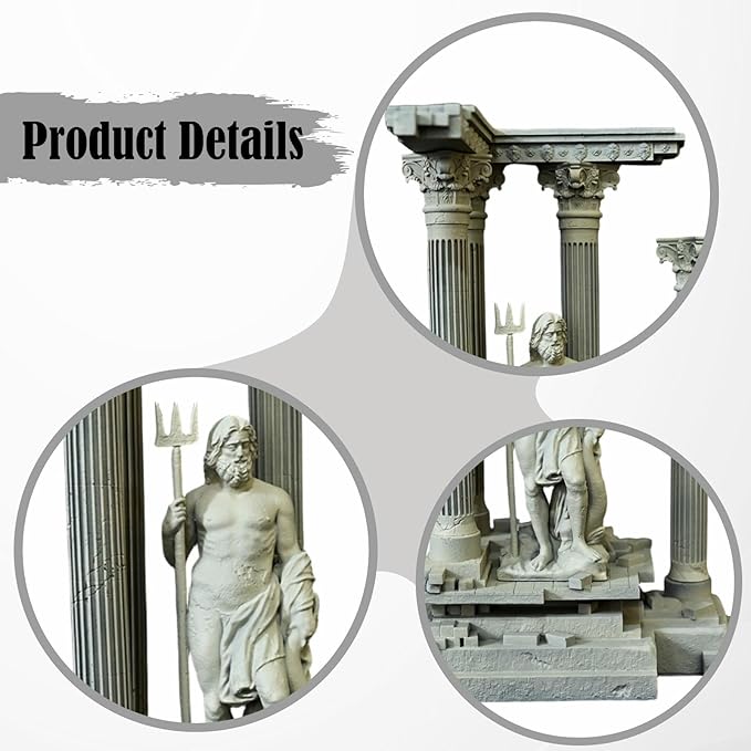 Baoblaze Roman Column Decoration Realistic Resin Aquarium Decor Fish Tank Accessories Landscape Decoration Roman Pillar Decor 18.5cm, Set C
