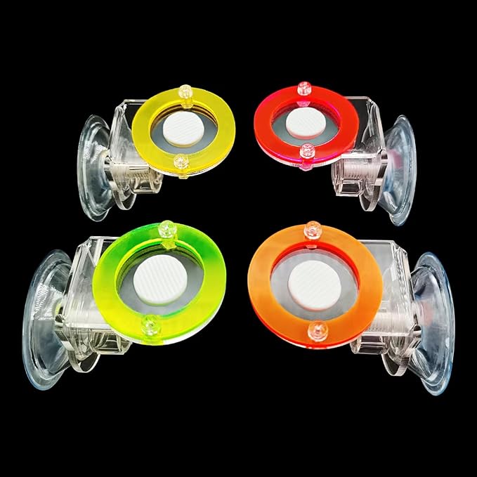 Fluorescent Acrylic frag Plugs Holder for Coral,Live Coral Reef frag Bracket,Coral frag Rack with Suction Cups, This Set Contains Four Acrylic Holders and Four White Premium Ceramic Bases