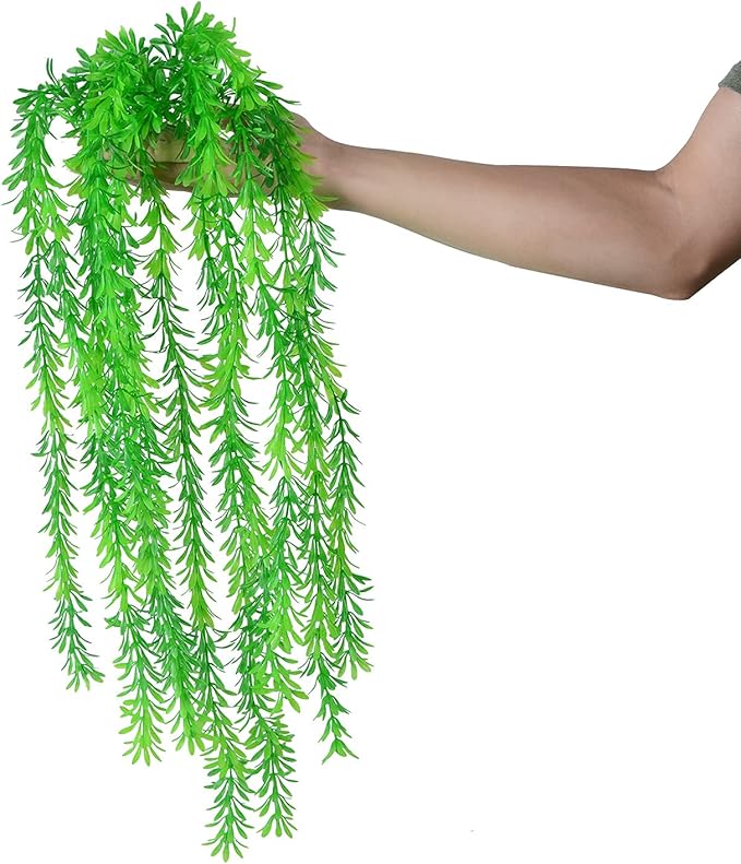 Saim 24" Tall Aquarium Plants, Realistic Plastic Green Fish Tank Plants, Large Fake Artificial Plants Decorations