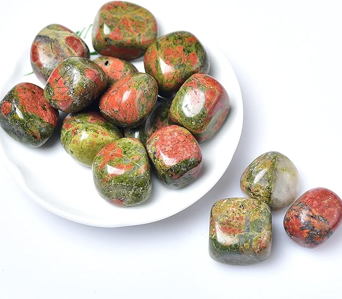 Natural Crystal Gravel Specimen Square Polished Aquarium Fish Tank Home Decoration,unakite,100g