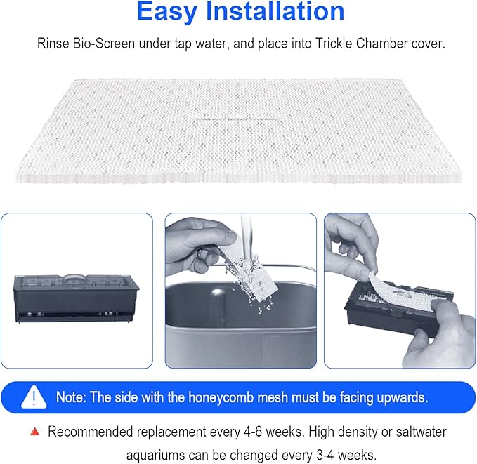 Bio-Screen for Fluval C2 Power Filter, 6-Pack Aquarium Filter Media, Bio Stratum Replacement Parts Aquaclear Canister Aquarium Fish Tank Biological Filter Media