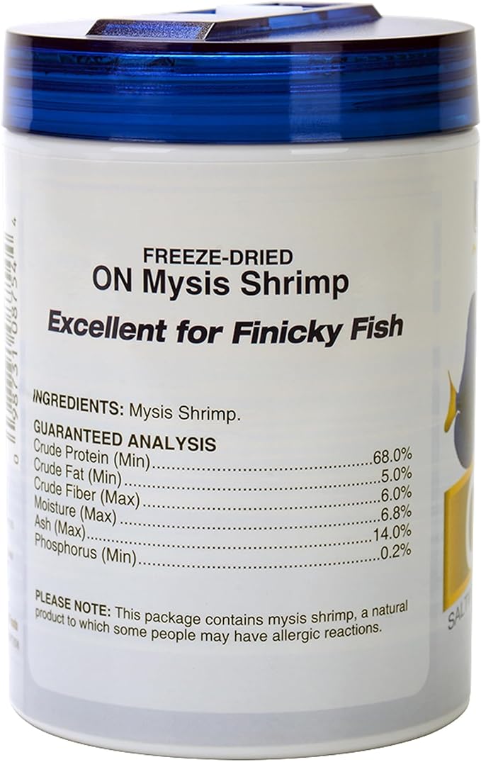 Ocean Nutrition Premium Freeze-Dried Mysis Shrimp - 1.5 Oz Natural Fish Food for Saltwater Fish Shrimp Food - Ideal for Tetras, Angels, Seahorses