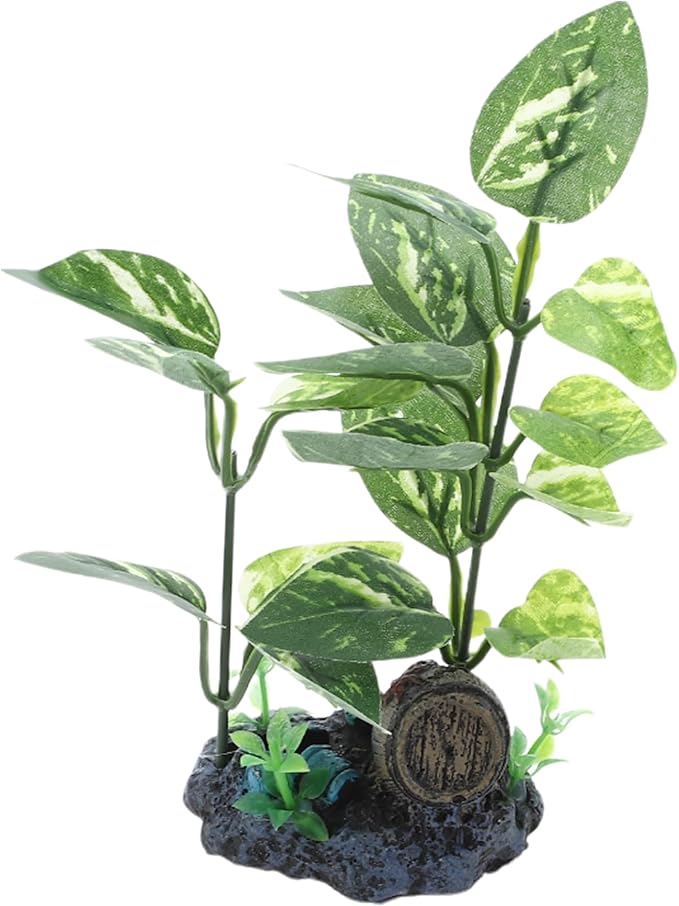 Aquarium Plastic Plants, Silk Aquarium Plants, Silk Plants for Betta Fish Tank, Plant Decoration for Aquarium, Dark Green, Pointed Leaves, 6.5" Tall