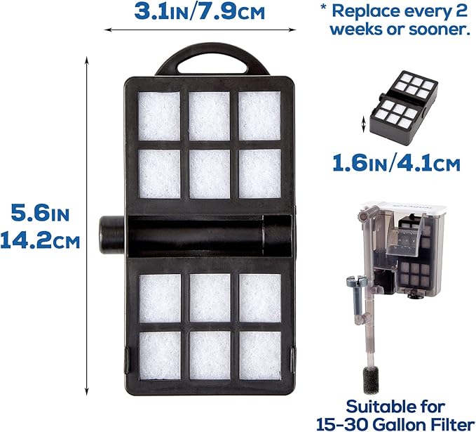 LAQUAL Replacement Fish Tank Filter Cartridges, Suitable Aquarium Filter (15-30 Gal), 3 Pack, White