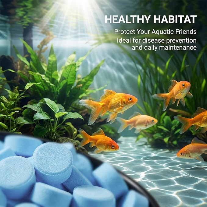 MAQIHAN 150 Tablets Aquarium Salt - Aquarium Salt Freshwater for Freshwater Tank Koi Pond Salt for Koi Fish, Goldfish, Guppies, Mollies, Scats, Monos