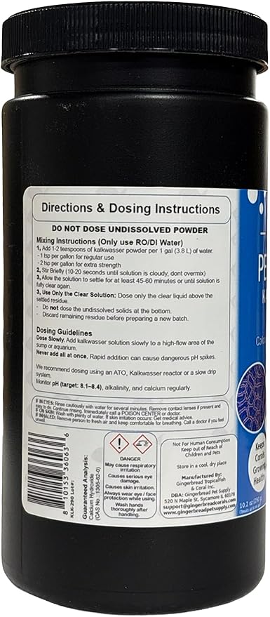 Reef Kalkwasser Powder – High-Purity Calcium & Alkalinity Additive for Marine Aquariums, Maintains pH, Supports Coral Growth
