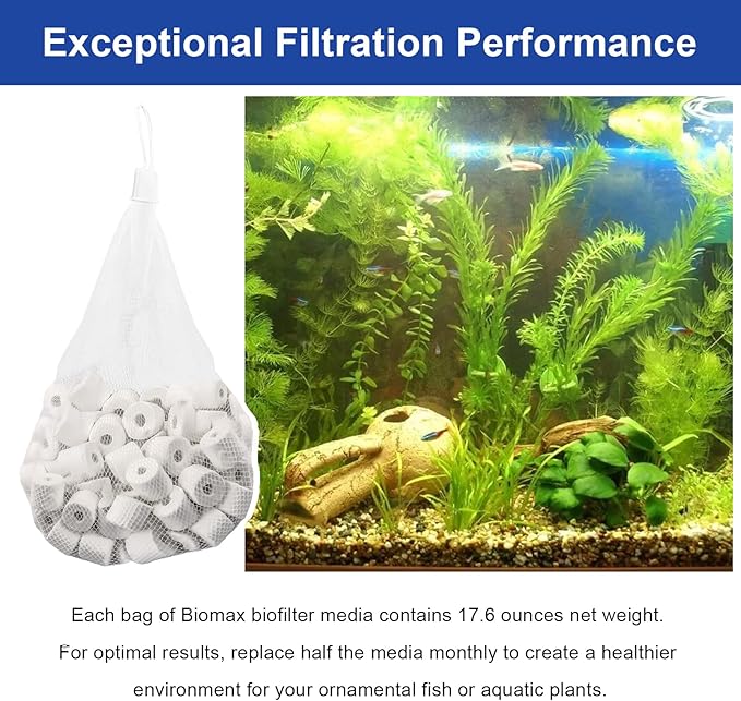 BioMax Biological Material Remover Replacement for Fluval Canister Filter, 17.6Oz/500g Biomax for Aquarium Filter Media, Filter Media Replacement Ceramic Rings for Aquarium Filter Fish Tank Pond