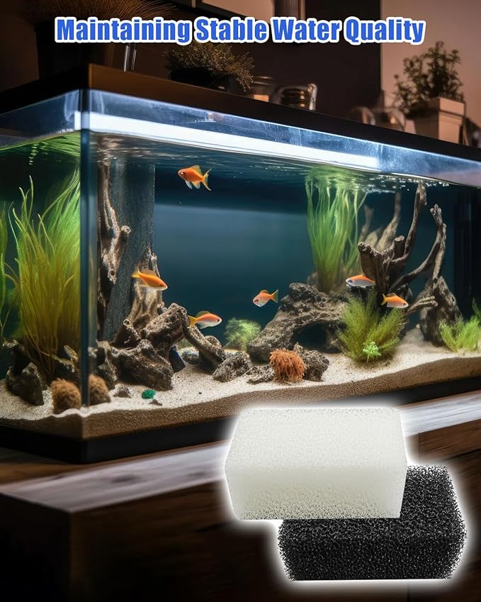 OCHIKI 4 Sets Aquarium Tank Filter Maintenance Kit Fit for AquaClear 70, Three-Stage Filtration Tank Carbon Filter & Foam Filter & Ceramic Rings & Bags for 40 to 70 Gallon Aquariums