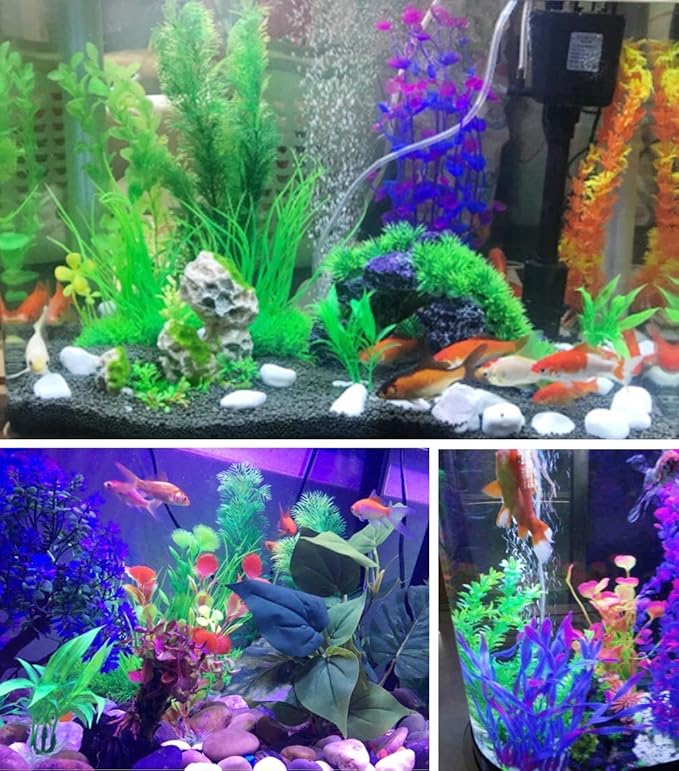 Saim 15inch Aquarium Plastic Plants Decorations,Green Landscaping Artificial Plant Used for Household and Office Aquarium Simulation Hydroponic Plants, Fish Tank Décor