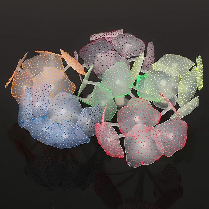 HERCHR 6 Pack Glow Fish Tank Decorations, Silicone Coral Aquarium Decorations Glowing Plants Corals for Aquarium Fish Tank Ornament Glowing Coral Fish Tank Decorations Plants Glow Coral Ornament