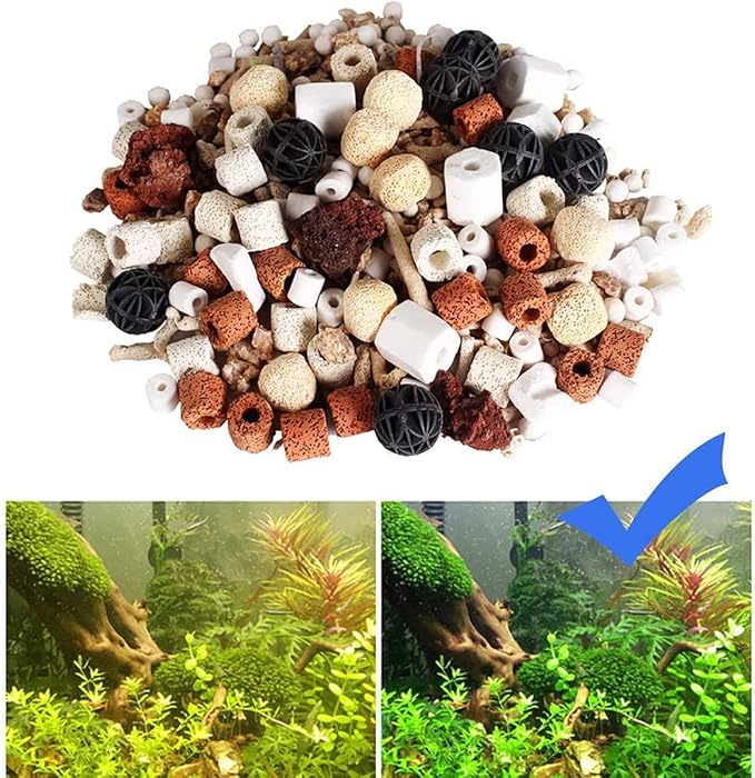 GOLDEAL Bio Balls Ceramic Rings Set, Aquarium Biological Filter Media with Mesh Bag for Fish Tank and Pond, Fish Tank Filter, Decorations, Accessories (5Packs,5.5lbs)