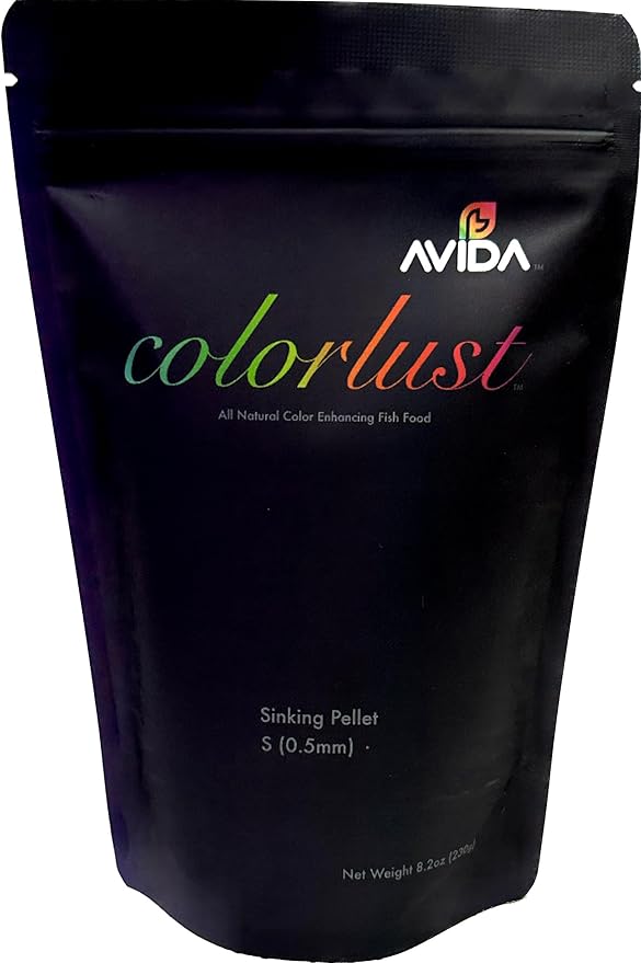 AVIDA Colorlust 8.2oz | All Natural Color Enhancing Fish Food with Astaxanthin | Small Sinking Pellet (0.5 mm)