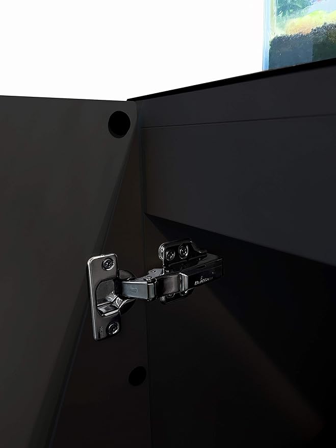 LANDEN Aquarium Wooden Stand and Cabinet for up to 55 Gal Tank, Fish Reptile Sea Salt WaterTank Stand, Nano Foam Leveling Mat Included, W35.5xD19.7xH31.5 in, Wooden Matte Black Painted(Stand Only)