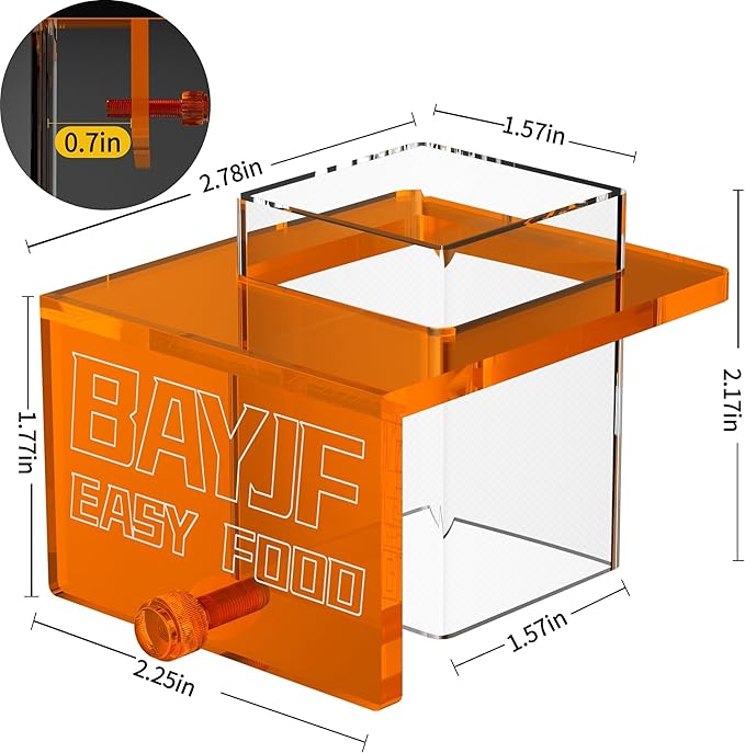 Hanging Acrylic Fish Feeding Ring for Aquarium,Transparent Orange Square Fish Food Feeder for Aquarium Accessories,Suitable for Betta Guppy Clownfish