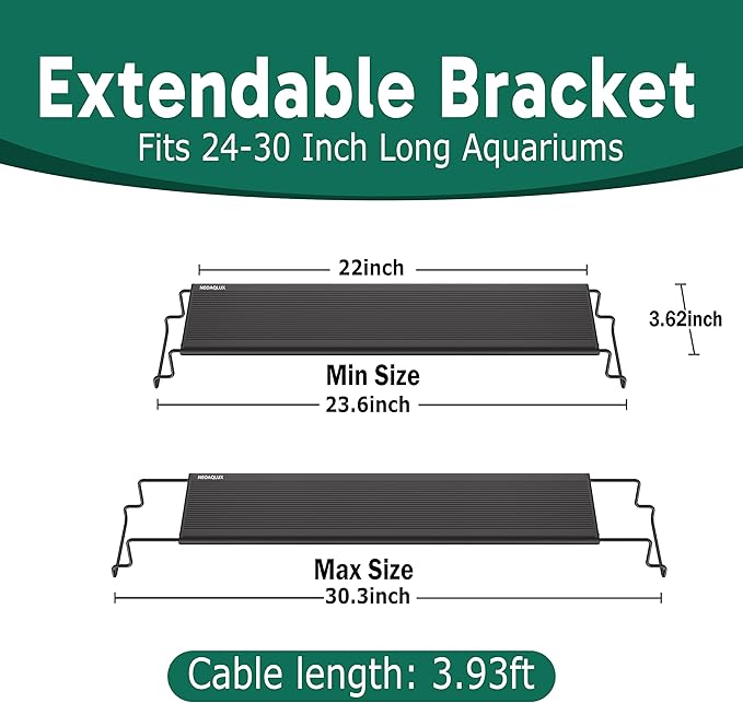 24/7 LED Aquarium Light for 24-30 Inch Plant & Fish Tank, 12-Color & Gradient & Full Spectrum with Auto On/Off, Brightness, Sunrise-Daylight-Moonlight, Extendable Brackets for Freshwater IP68