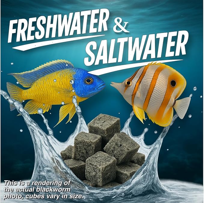 Premium Grade Freeze Dried California Blackworms with Spirulina Boost - High-Protein, All Natural Fish Food from Temp Controlled Hatchery for Vibrant Cichlids, Tropical & Marine Fish (75 Grams)