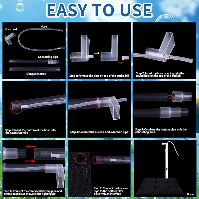 24pcs Undergravel Filter Aquarium Divider Tank (5.7'' x 5.7'') Under Gravel System for Clean Water with 6 Uplift Tube for Fish Tank Separation Bottom Filtration & DIY Aquascaping
