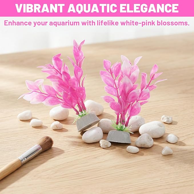 Abeillo Silk Aquarium Plants for Betta Fish Tank, 2Pcs 10cm Small Aquarium Plants Decorations Plastic Artificial Plant Aquatic Water Grass Decoration