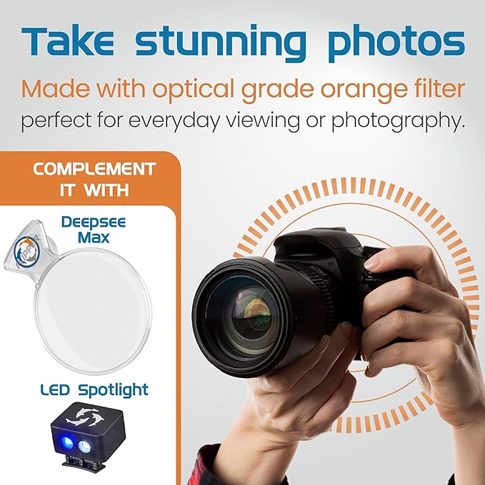 Flipper DeepSee Viewer Clear Orange Filter Attachment for Flipper DeepSee Viewer MAX 5" Magnetic Aquarium Glass Magnifier for Coral Color Correction, Reef Photography and Aquarium Videography