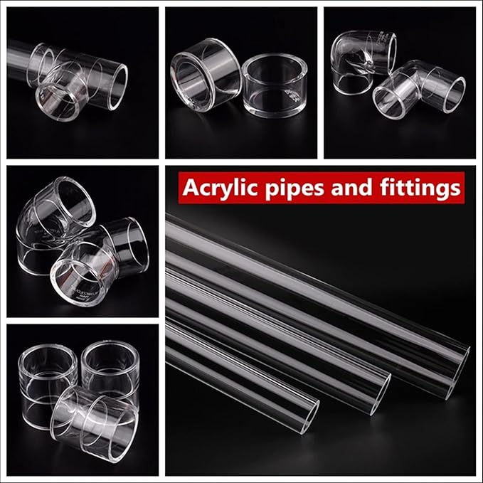 Generic 16 20 25 32 40 50mm Acrylic Pipe 90 Degree Elbow Transparent Plexiglass Fish Aquarium Water Tank Accessories Tank Tee Way Joints, Gold, 16mm
