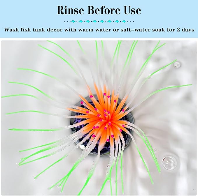 Glowing Effect Aquarium Fish Tank Decorations, Silicone Artificial Aquarium Plants Ornament Glow in the Dark, Small Fish Tank Decor Accessories for Aquarium Landscaping(Green)