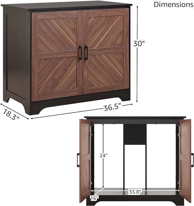 unipaws 20-40 gallon Fish Tank Stand , Aquarium Stand with Storage Cabinet, Wooden Tank Stand for Turtle Tank, Reptile Terrarium, Walnut and Black