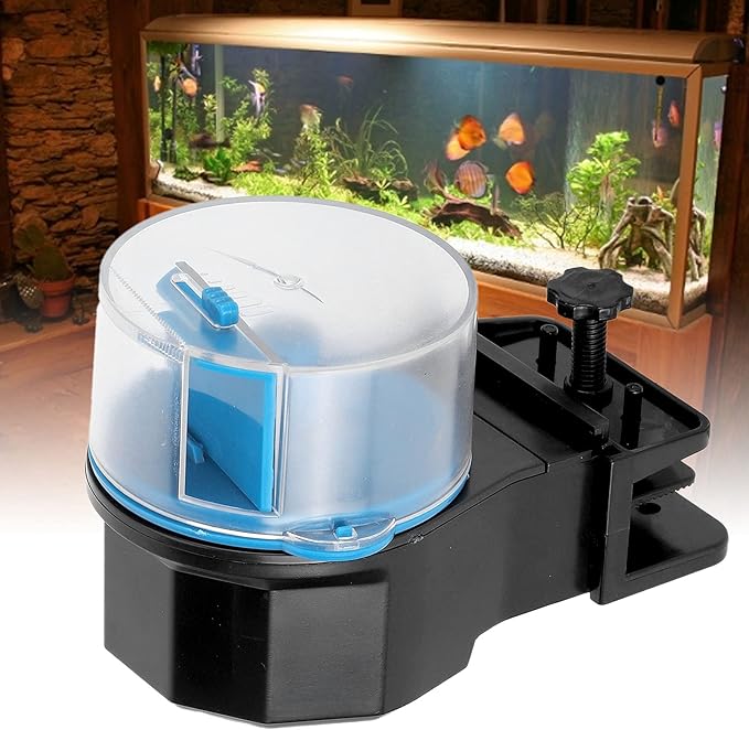Flexible Automatic Fish Feeder 12/24 Hours Operation Prevents Wet Food Dispenser for Fish AA Battery X 2- Aquarists (Blue)