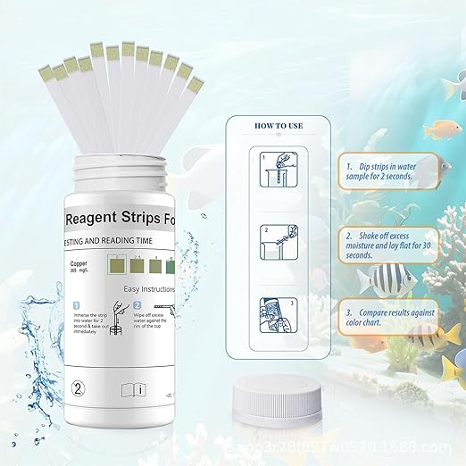 50 Copper Test Strips - Highly Sensitive 0-100mg/L (ppm) with 7 Scales (0, 2.5, 5, 10, 25, 50, 100) - Precise Water Analysis for Drinking Water, Aquarium, Pool, Industry & Laboratory