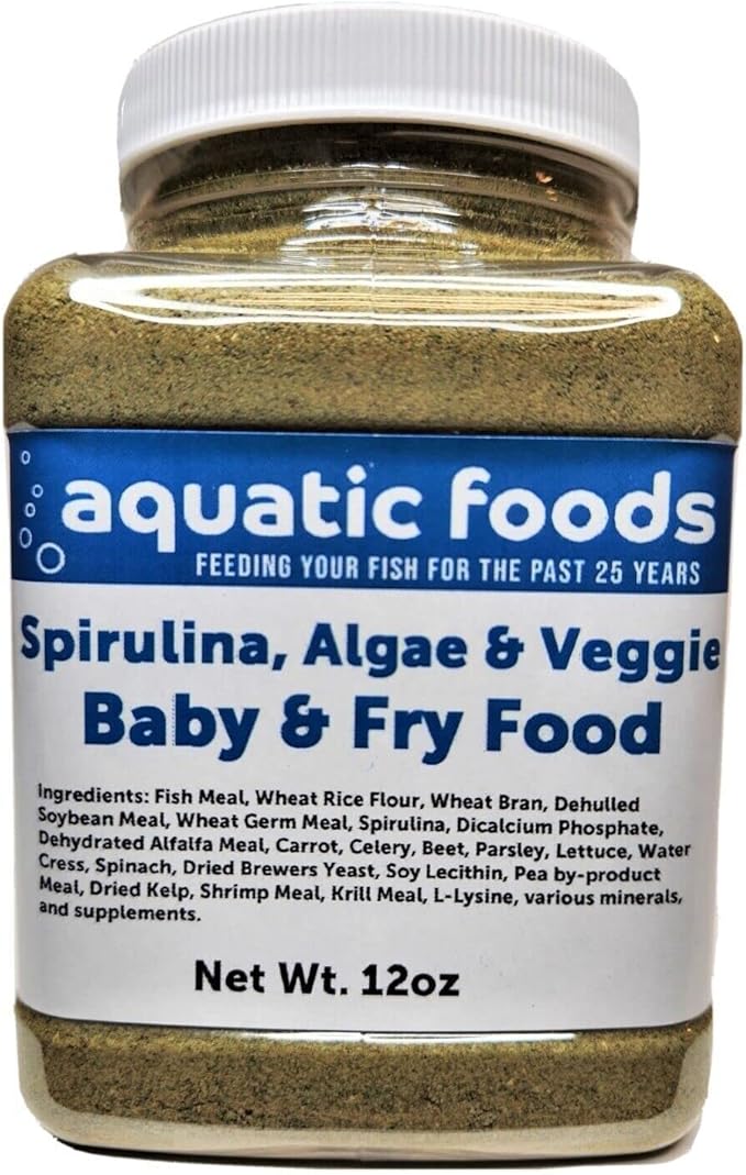 Baby & Fry Food of Spirulina, Algae, Vegetables for Tropicals, Koi & Pond Fish...12oz Small Jar