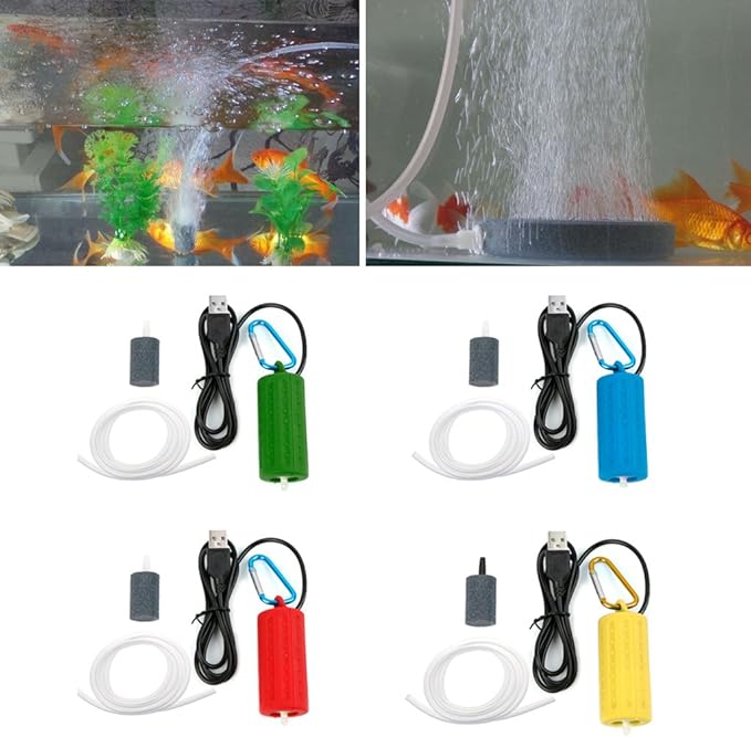 Aquarium Air Pumps,Portable Mini USB Aquarium Fish Tank Oxygen Air Pump Mute Energy Save Compressor (Light Blue)