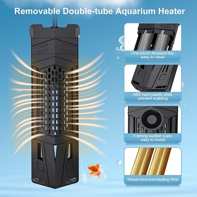 HiTauing Aquarium Heater, Upgrade AP01 300W/500W/800W/1000W Fish Tank Heater with Intelligent IC Chip Controller-Fast Heating, Precise Temperature Control for Saltwater and Freshwater