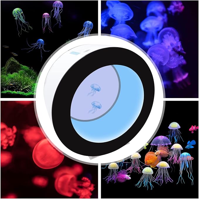Round Jellyfish Aquarium, 18L/4.8 Gallon Fish Tank Aquarium, with Remote Control and Smart Water Circulation Function Filtration System, 16 Color LED Lighting, for Keeping Jellyfish and Various Fish