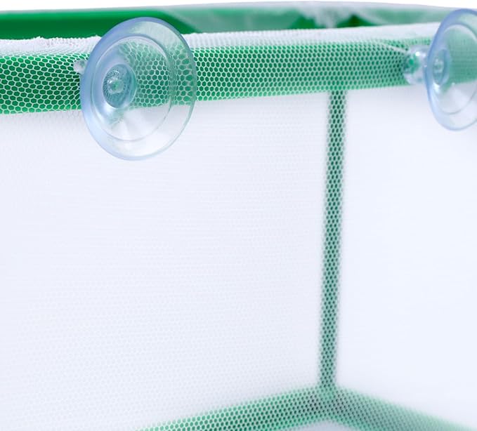 MY MIRONEY 2PCS 10.43" x 5.91" x 5.91" Fish Tank Breeder Green Nylon Fish Incubator Mesh Box Aquarium Fish Fry Hatchery Breeder with Suction Cups