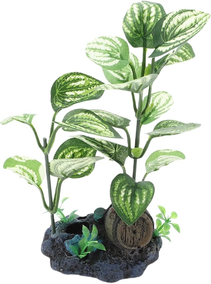 Aquarium Plastic Plants, Silk Aquarium Plants, Silk Plants for Betta Fish Tank, Plastic Plant Decor for Aquarium, Green, Pointed Leaves, 7.09" Tall