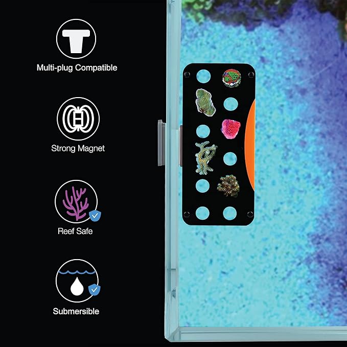 ESHOPPS Alpha Rack Mega Magnetic Coral Frag Rack 12 Holes with Strong Anti-Slip Rubber Padded Magnet for Reef Tanks