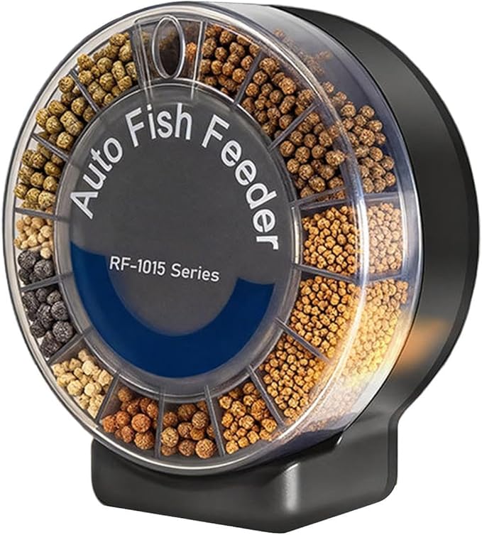 Fish Automatic Feeder - Airtight Separate Compartments Food Dispenser System, 105ml Timed Aquarium Feeding Device, Durable Pet Tank Care Tool | Vacation Turtle Outdoor for Vacation Turtle Outdoor