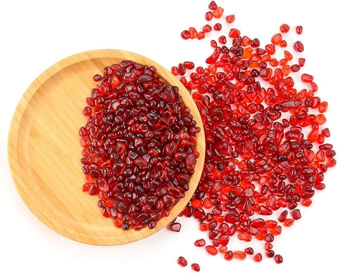 WAYBER Glass Stones, 1Lb/460g Irregular Sea Glass Pebbles Non-Toxic Artificial Crystal Stones for Vase Filler/Table Scatter/Aquarium Decoration/Handcraft Making/Jewelry Display, Red