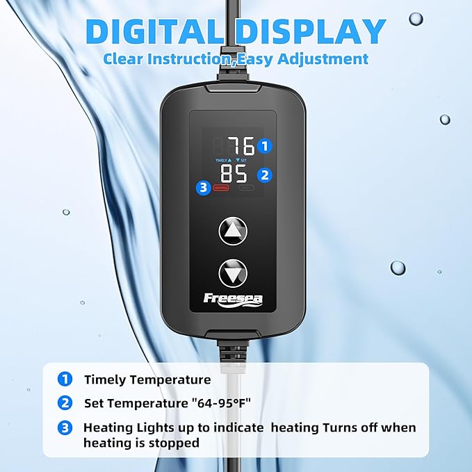 FREESEA Automatic Fish Feeder and 100W Submersible Aquarium Heater for Fish Tank