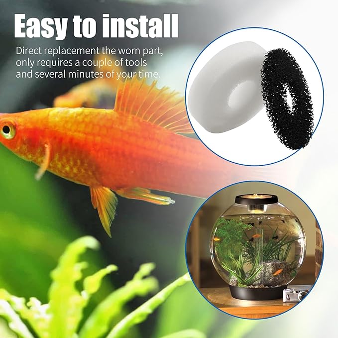 20 Packs Replacement Aquarium Maintenance Kit, Aquarium Sponge Foam and Carbon Rings Set, Replacement for Biorb Filter