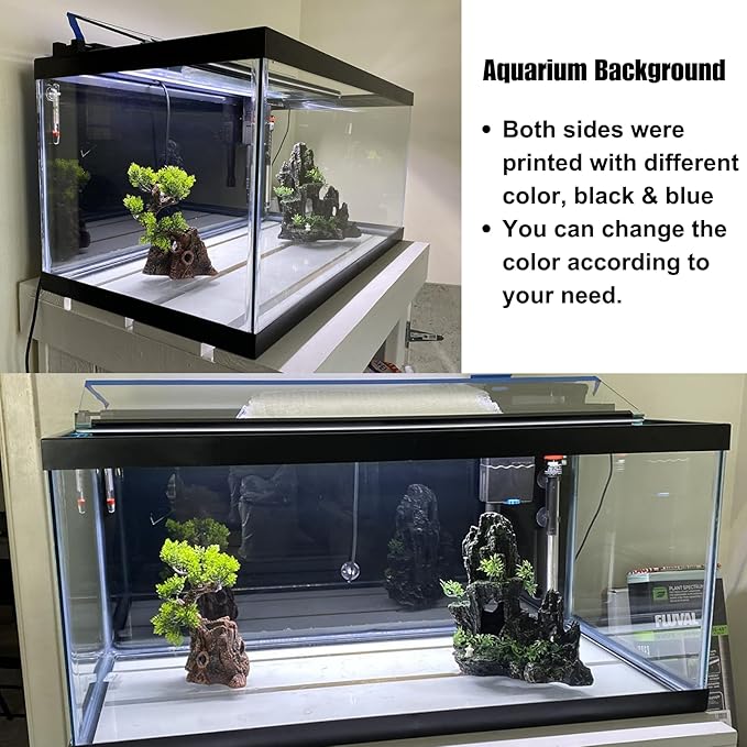 ELEBOX Aquarium Background Blue Black Fish Tank Background Wallpaper Double-Sided Aquarium Backing, Aquarium Decorations for 10 Gallon 20 Gallon Aquarium 11.8" x 24.4"